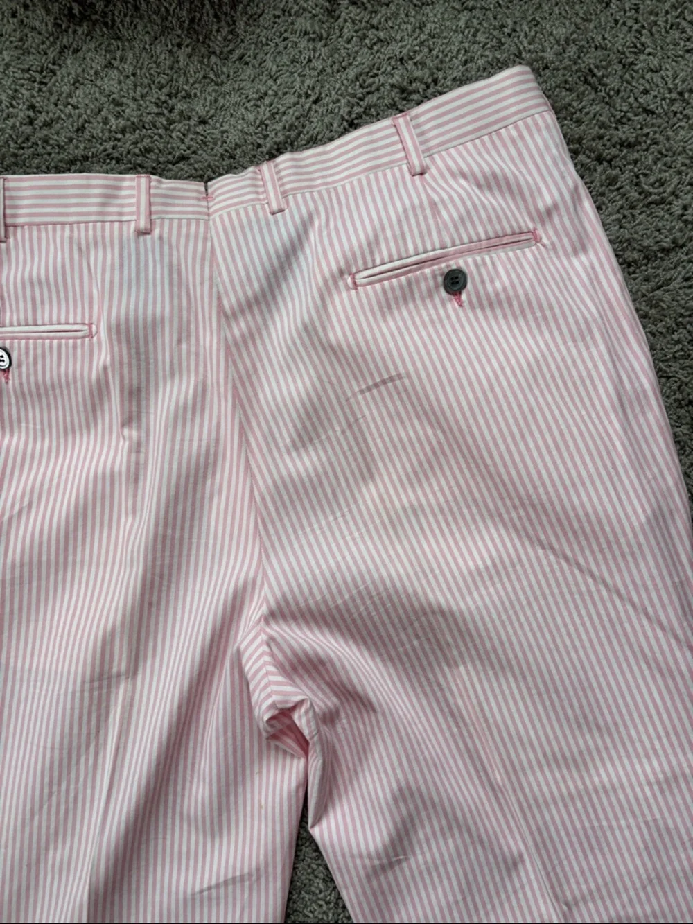 Pescarolo pleated seersucker trousers in pink and white